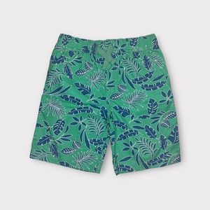 Maximus Rex Tropical Leaves Pattern Green Pull On Shorts NWOT